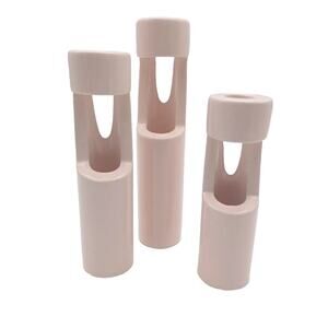 Mcm Pastel Pink Set Of 3 Candle Holders Taper Cylinder